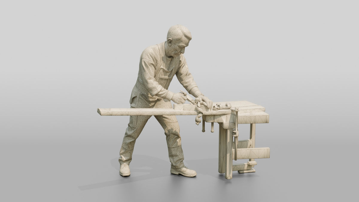 Construction Worker Man 50 - wireframe topology preview
