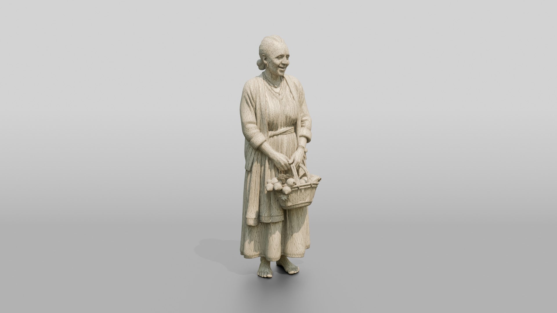 Elderly African Woman with a Woven Fruit Basket