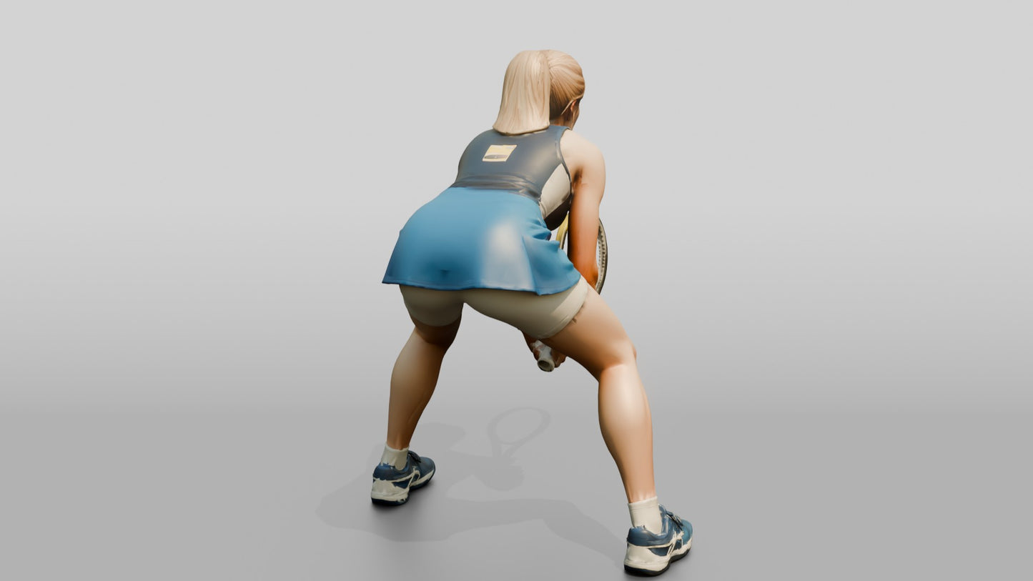Female Tennis Player Leaning into a Ready Position