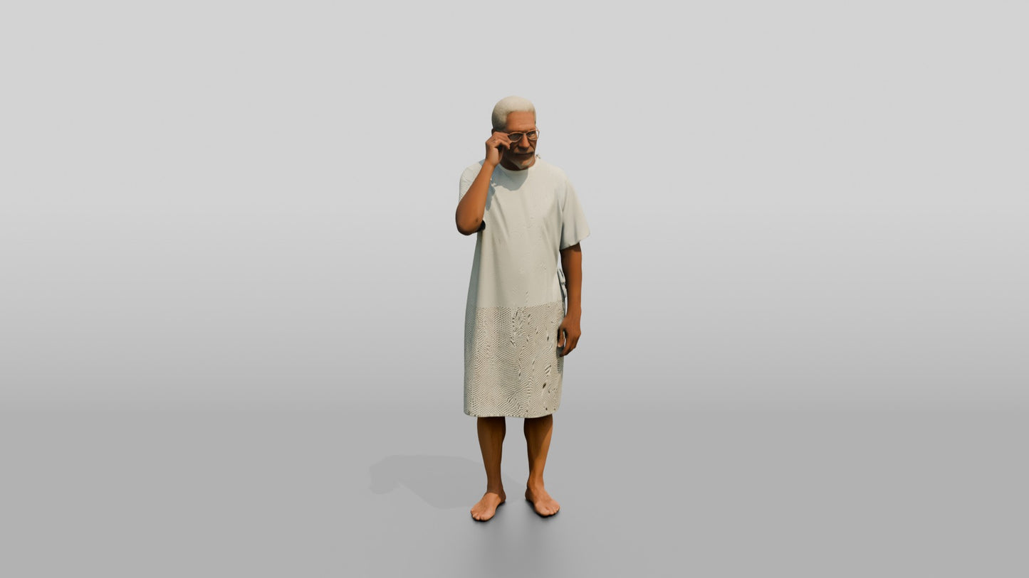 Elderly Man Patient Adjusting His Glasses