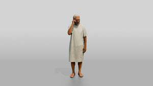 Elderly Man Patient Adjusting His Glasses - 3D character model, view 1