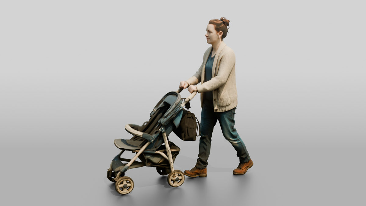 Caucasian Female Walking - 3D character model, view 4