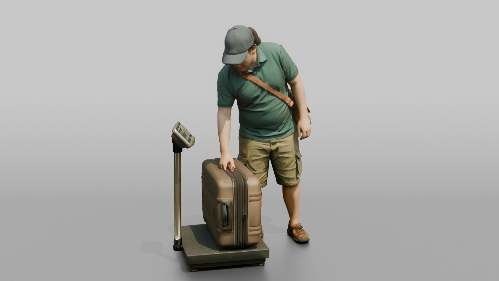 Traveler Weighing His Suitcase