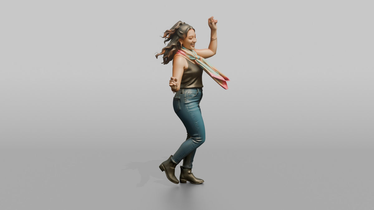 Patron Woman Dancing With A Bright Silk Scarf Tied Around The Neck - 3D character model
