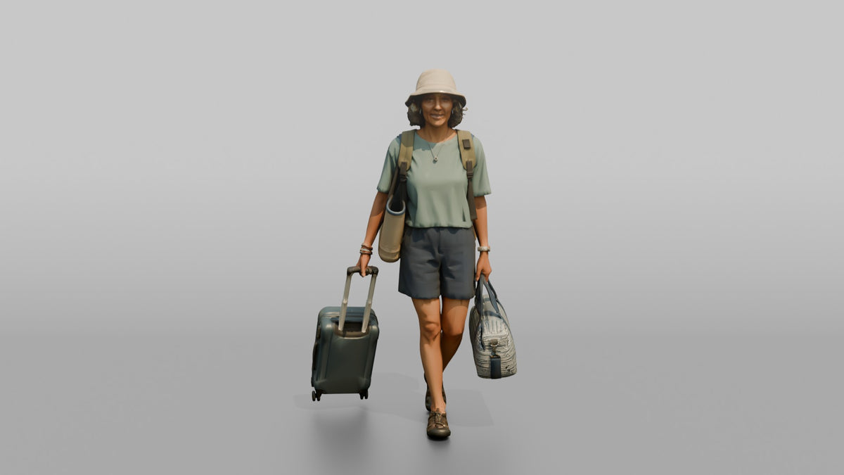 Traveler Carrying A Beach Bag - 3D character model, view 5