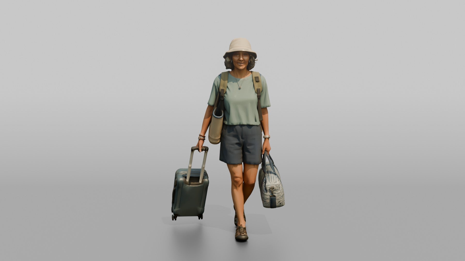 Traveler Carrying A Beach Bag
