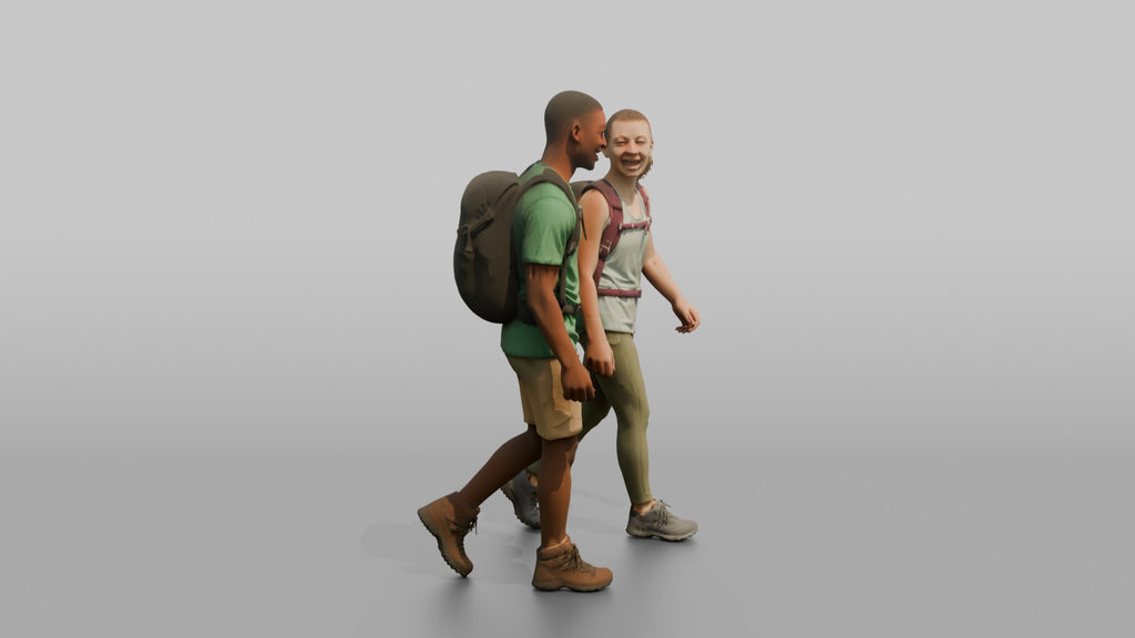 Hiking Duo Walking and Talking Together