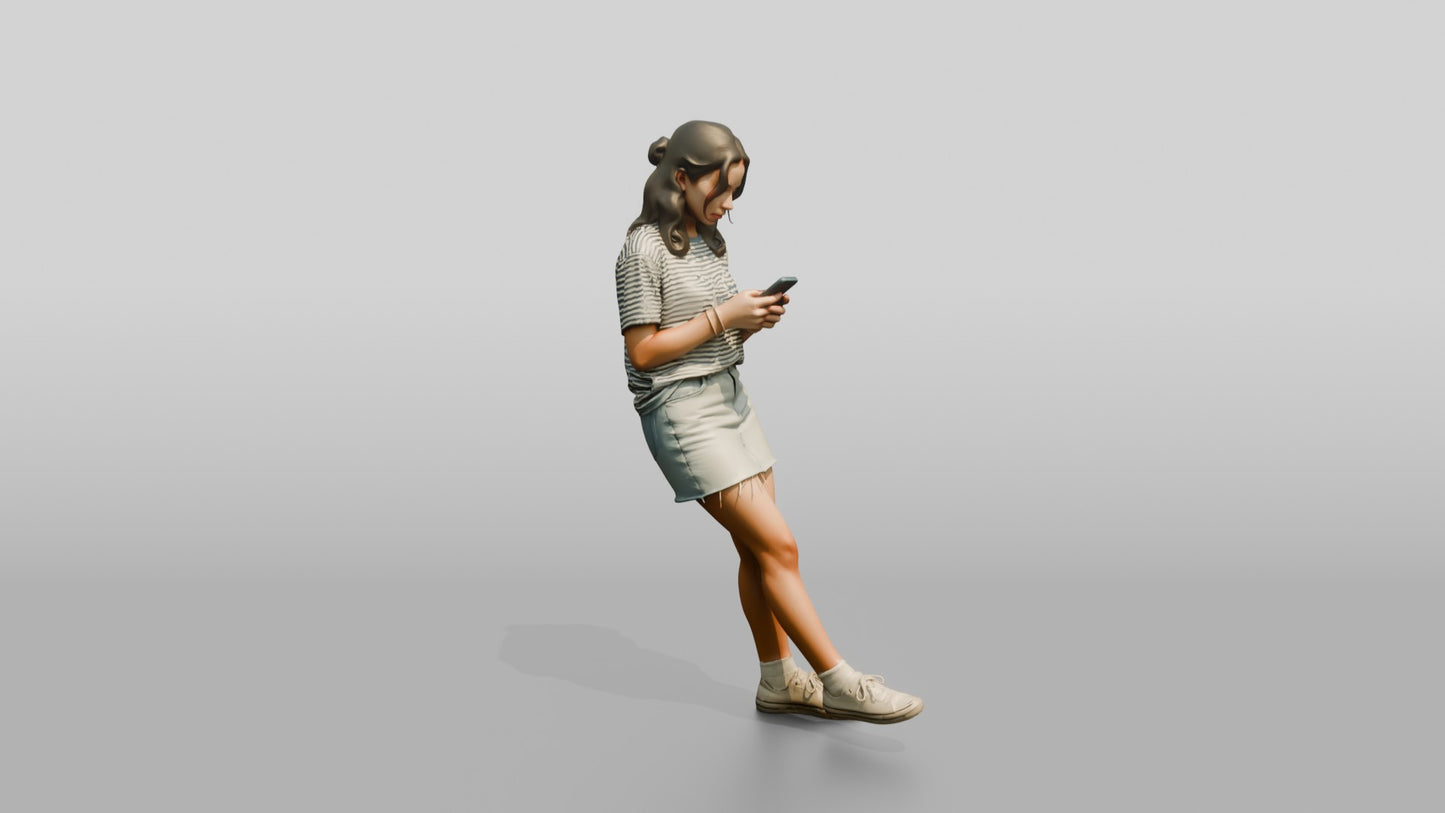 Petite Portuguese Teenage Girl Texting on Her Phone