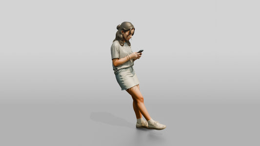 Petite Portuguese Teenage Girl Texting on Her Phone - 3D character model, view 1