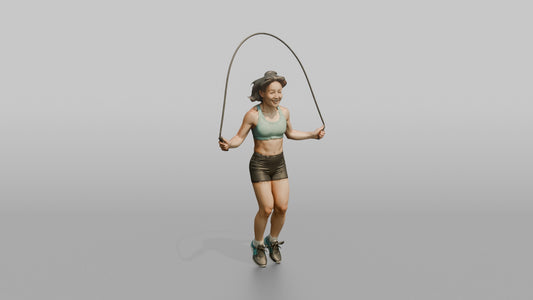 Cardio Athlete Woman Mid-jump With A Jump Rope - 3D character model