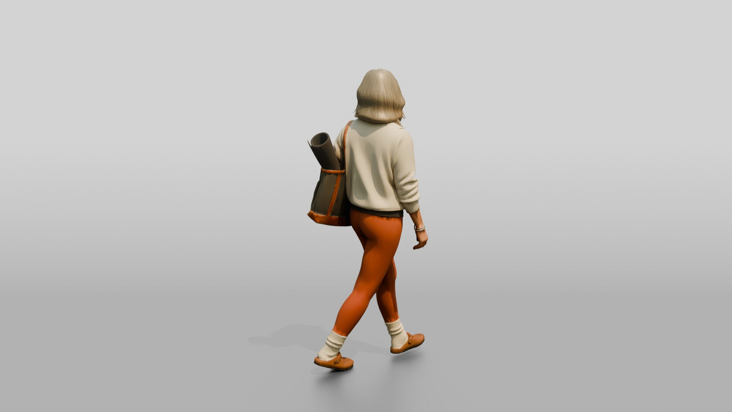 Walking Senior Woman with Mat