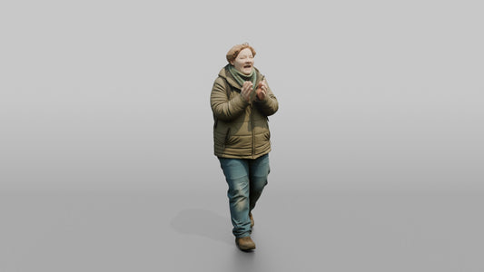 Protester Woman Clapping and Cheering - 3D character model, view 1
