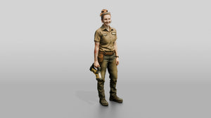 Mechanic Holding a Shop Flashlight - 3D character model, view 1