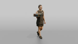 Cocktail Server Woman Carrying A Tray Of Colorful Shots - 3D character model