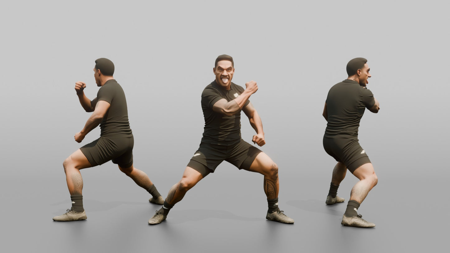 Polynesian Player in a Haka Opening Stance