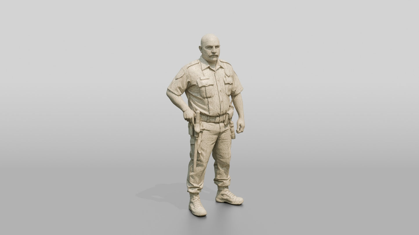 Latino Male Guard in a Khaki Guard Uniform