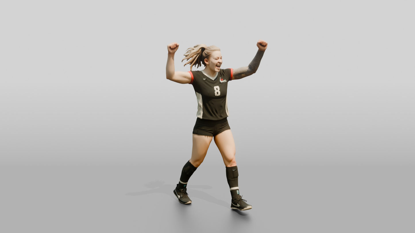 Caucasian Female Volleyball Player in Black Jersey