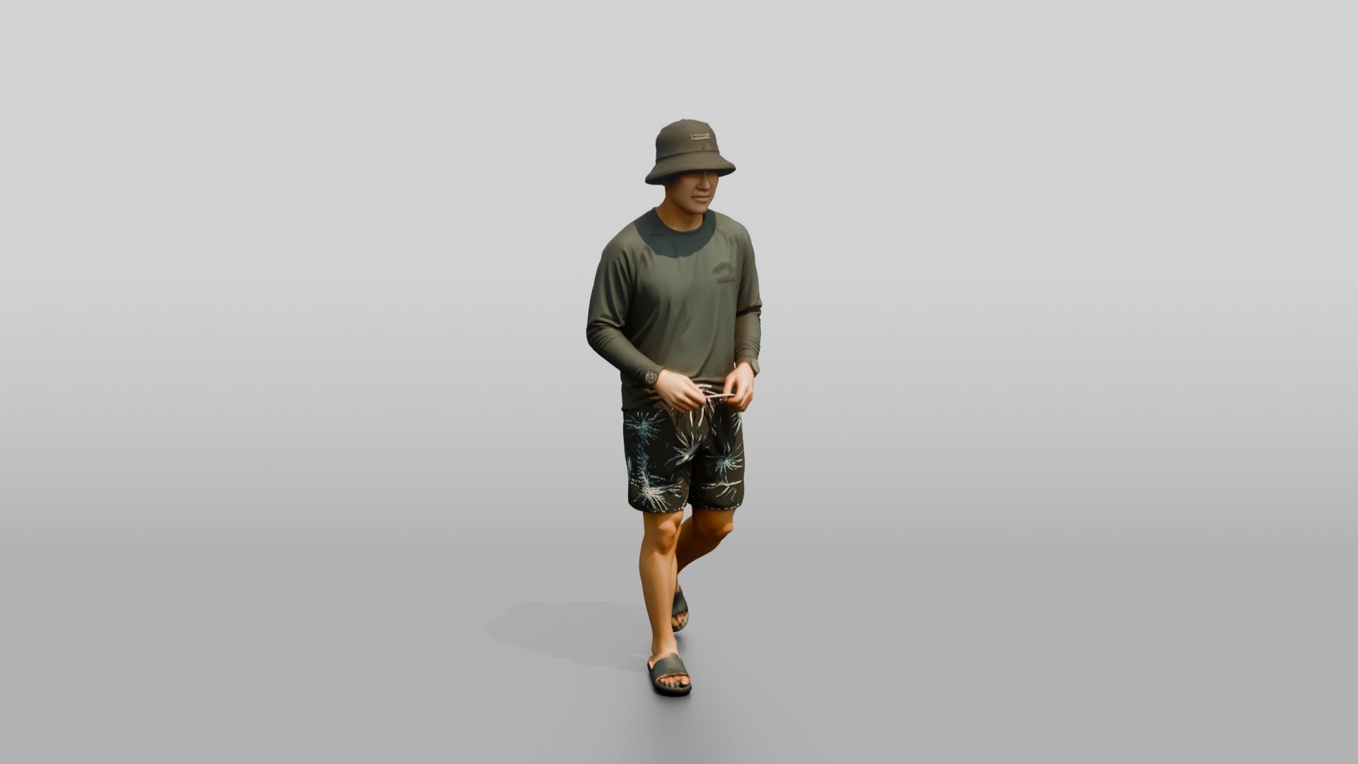 Man Loosening Drawstring on Boardshorts