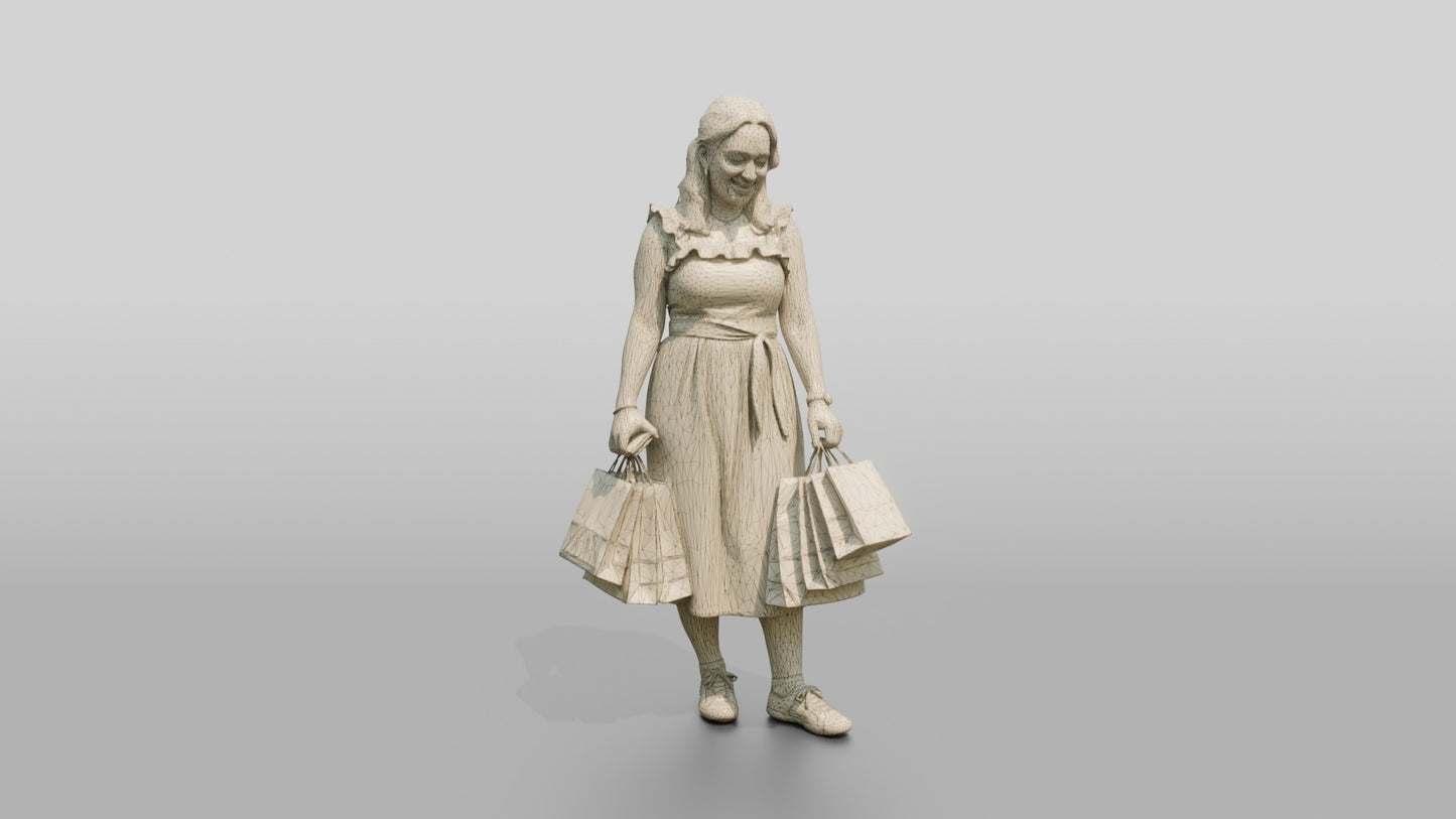 Curvy Spanish Woman Looking at Her Shopping Bags