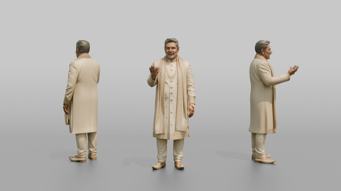 South Asian Groom in an Off-White Sherwani