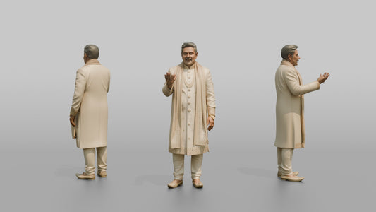 South Asian Groom in an Off-White Sherwani