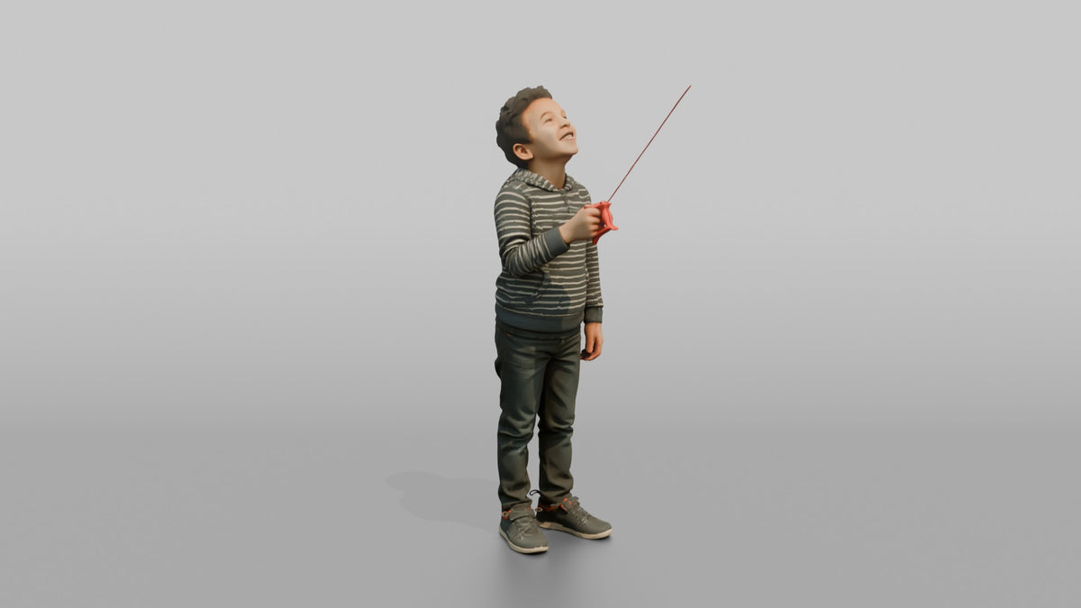 Son Holding A Kite By Its String, Looking Up - 3D character model