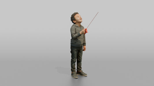 Son Holding A Kite By Its String, Looking Up - 3D character model