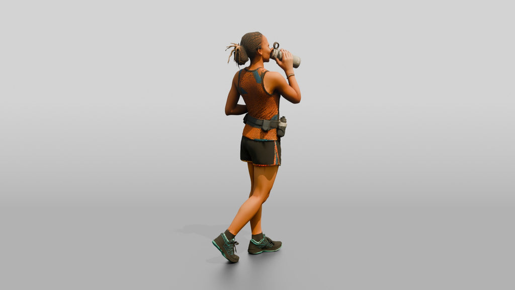 African Woman Runner Drinking Water