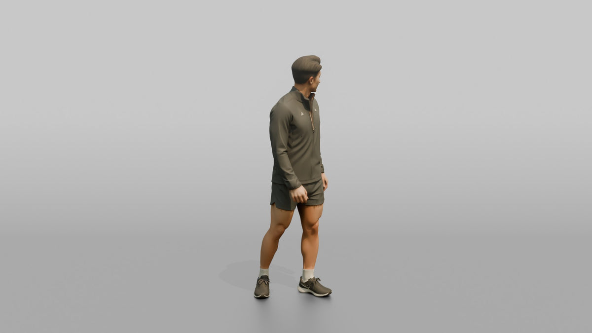 Fitness Influencer Man Standing At An Angle Looking Over One Shoulder - 3D character model, view 3