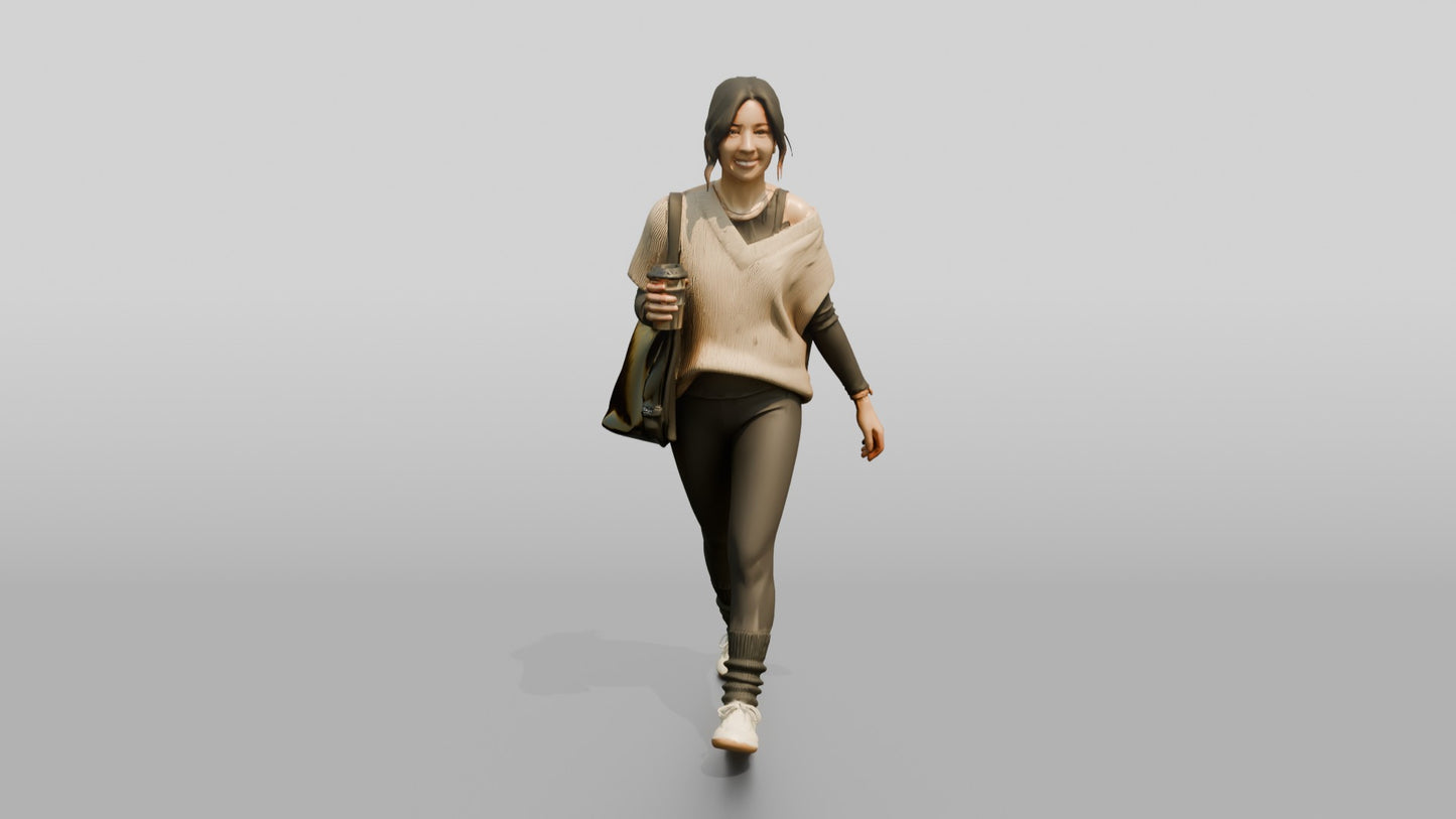 Walking Woman with Coffee