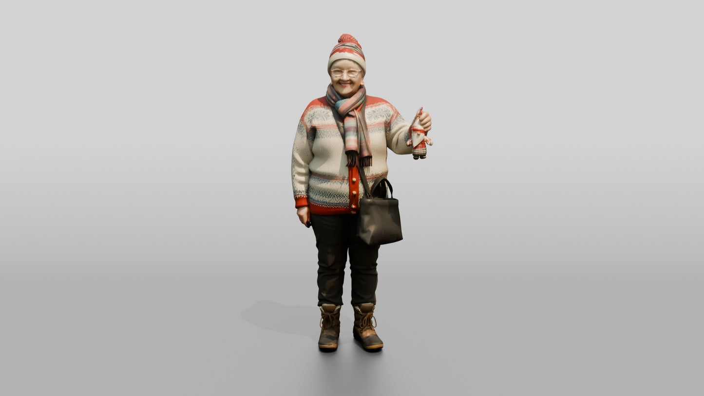 Elderly Norwegian Woman at the Christmas Market