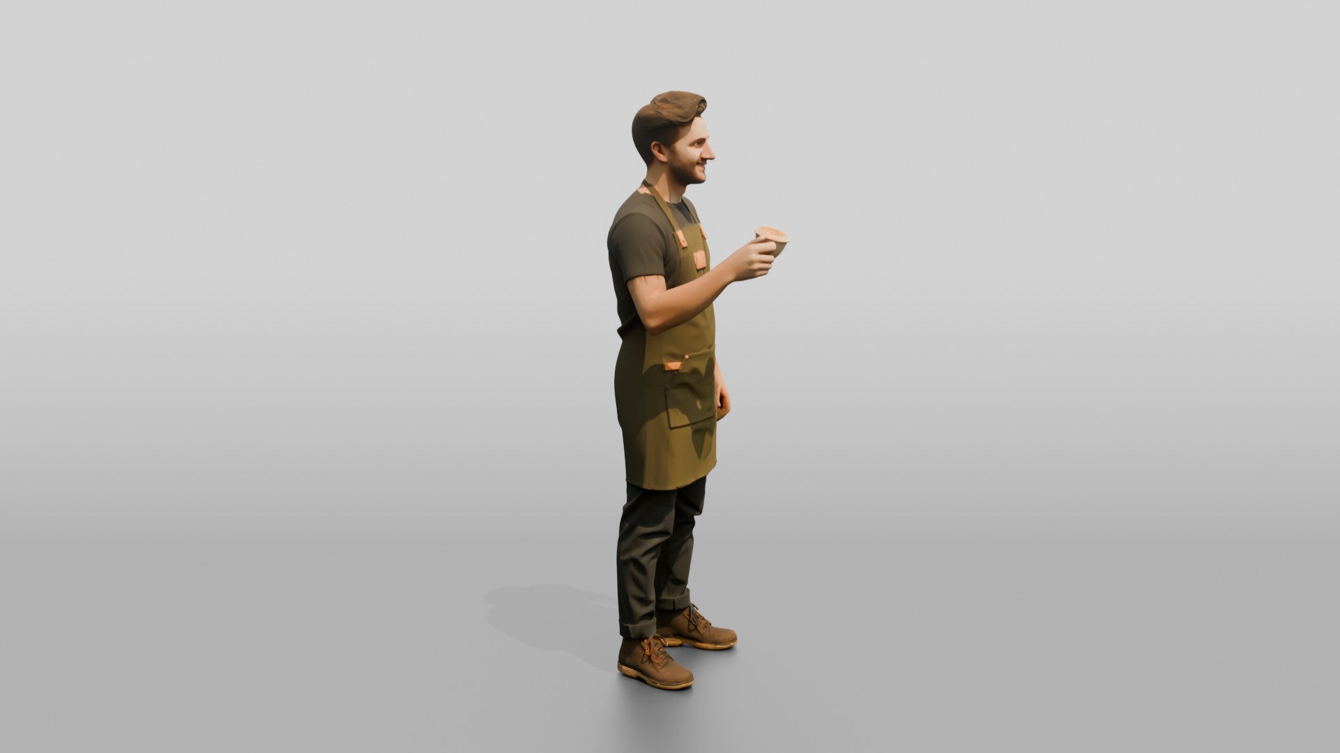 Young Man Barista Creating Latte Art