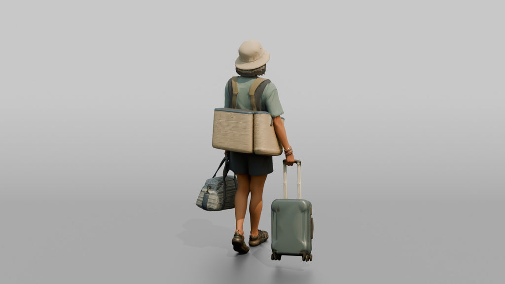 Traveler Carrying A Beach Bag