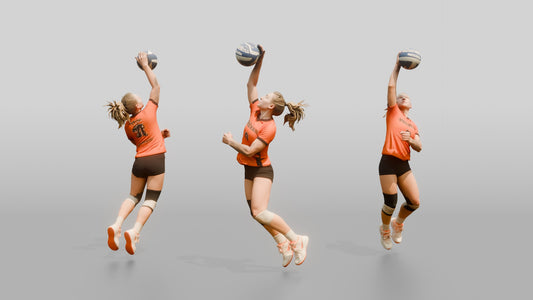 Caucasian Female Volleyball Player in Orange Jersey