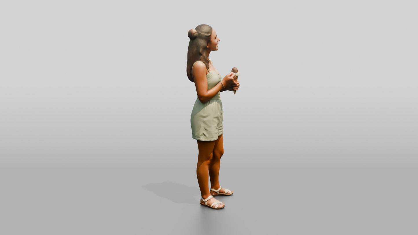 Petite Spanish Teenage Girl Holding an Ice Cream Cone