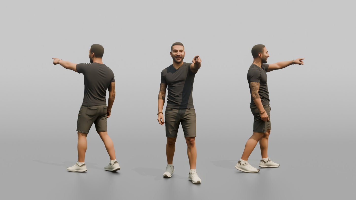 Vacationer Wearing Fitted V Neck Shirt And Shorts