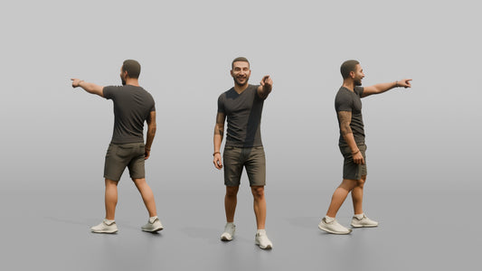 Vacationer Wearing Fitted V Neck Shirt And Shorts - 3D character model