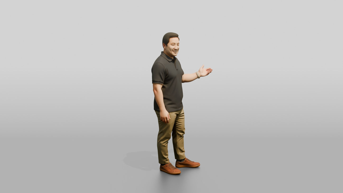 Casual Man Gesturing in a Polo