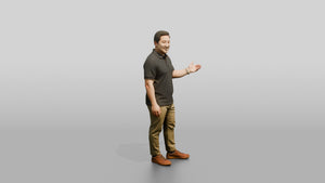 Casual Man Gesturing in a Polo - 3D character model, view 1