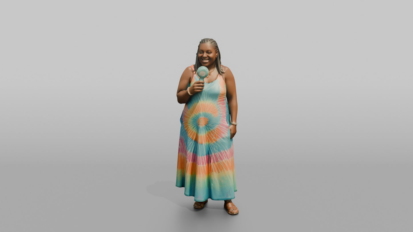 Vacationer Wearing Tie Dye Summer Maxi Dress