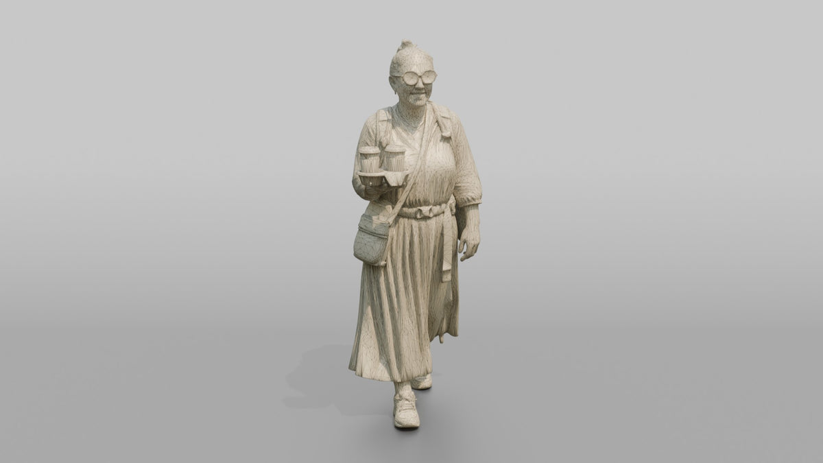 Traveler Adjusting His Neck Pillow - wireframe topology preview