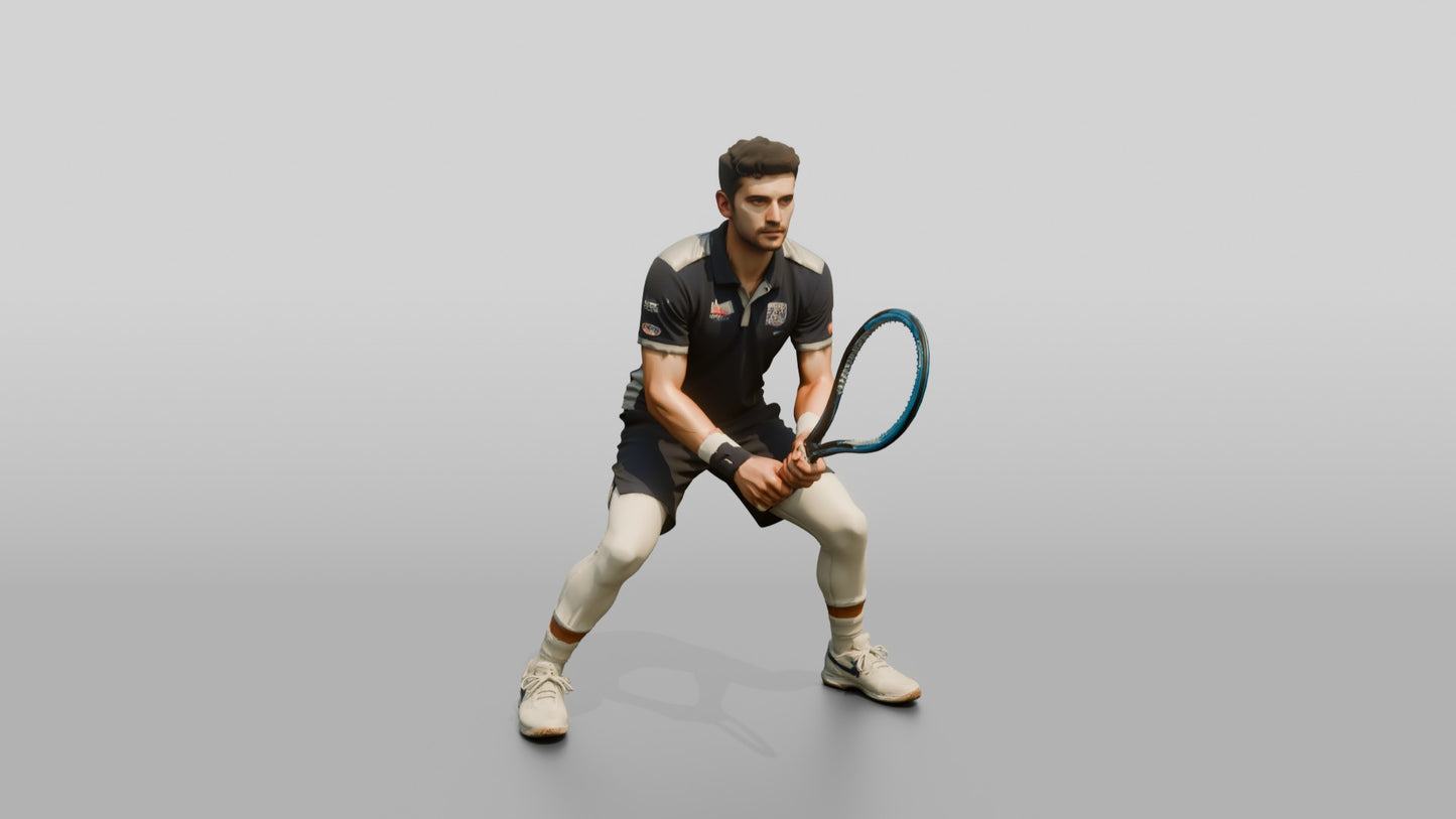 Male Tennis Player Leaning In with Focus