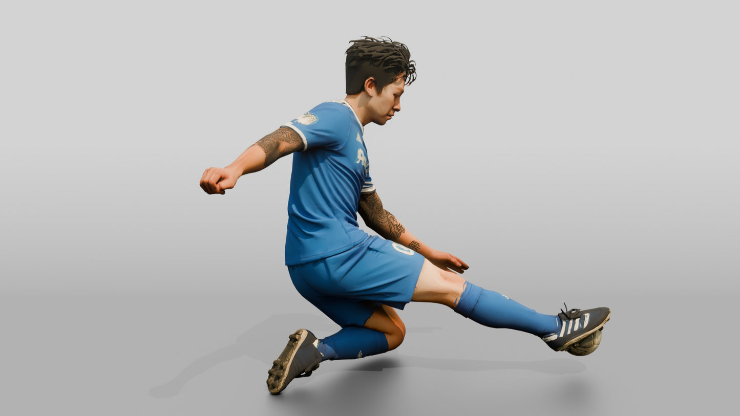 Soccer Player Executing a Sliding Tackle