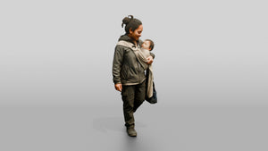 Southeast Asian Female Walking - 3D character model, view 1