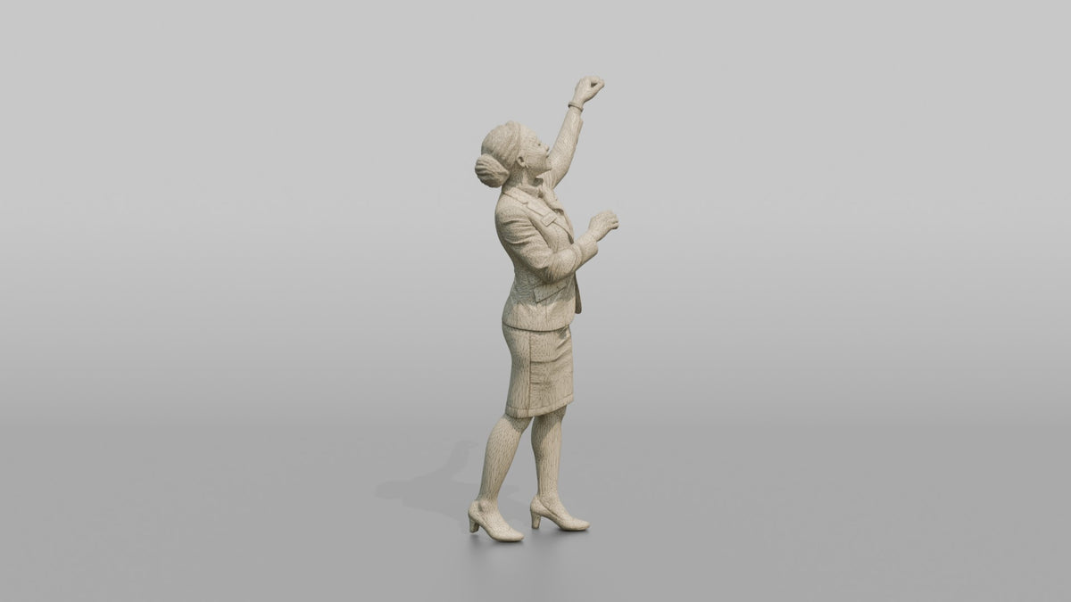 Middle Eastern Flight Attendant Pushing a Serving Trolley - wireframe topology preview