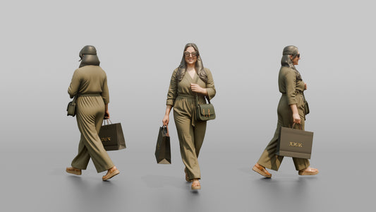 Vacationer Wearing Fashionable Summer Jumpsuit And Cat Eye - 3D character model