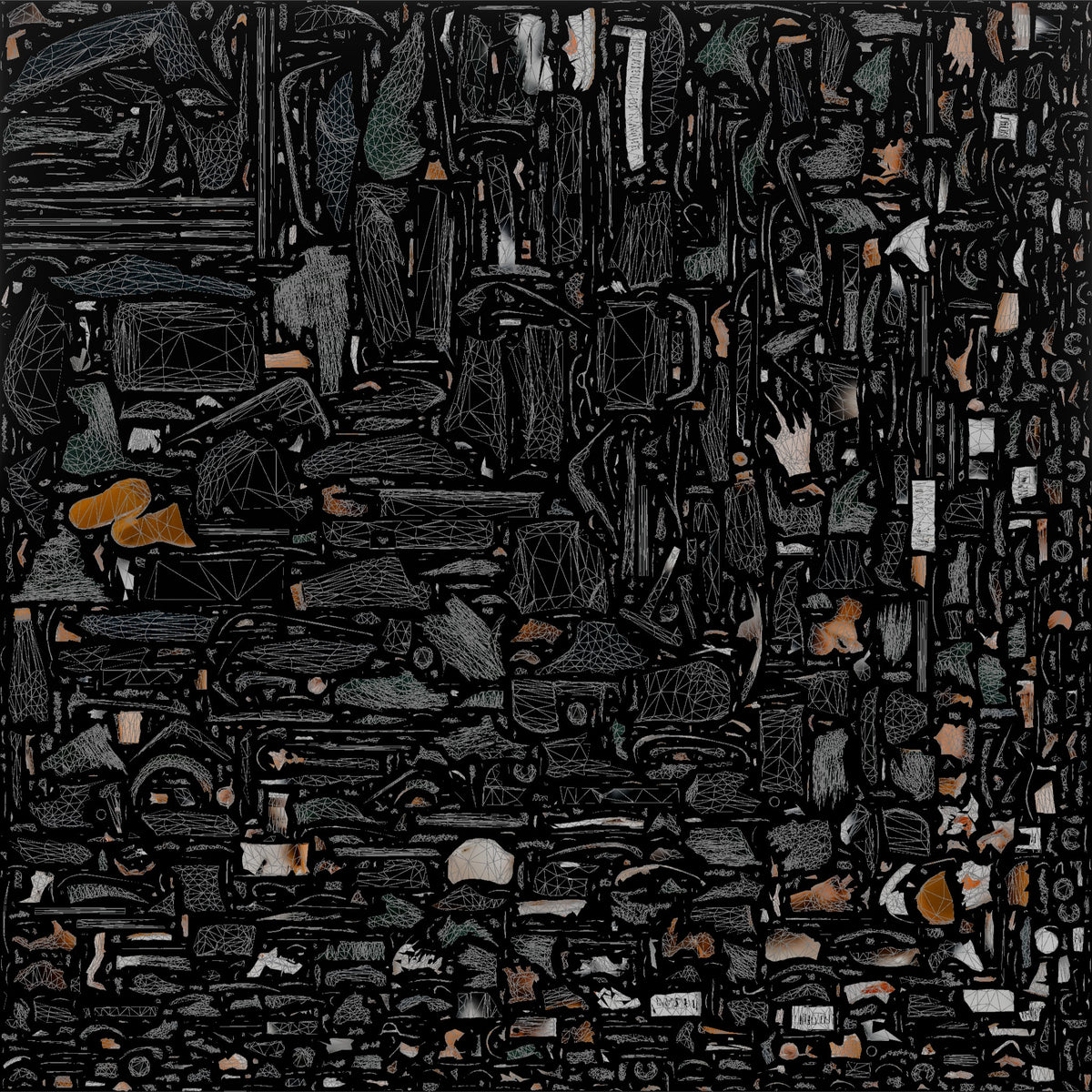 Plus-Size Black Woman Seated with Headphones Drinking Coffee - UV layout, base color map