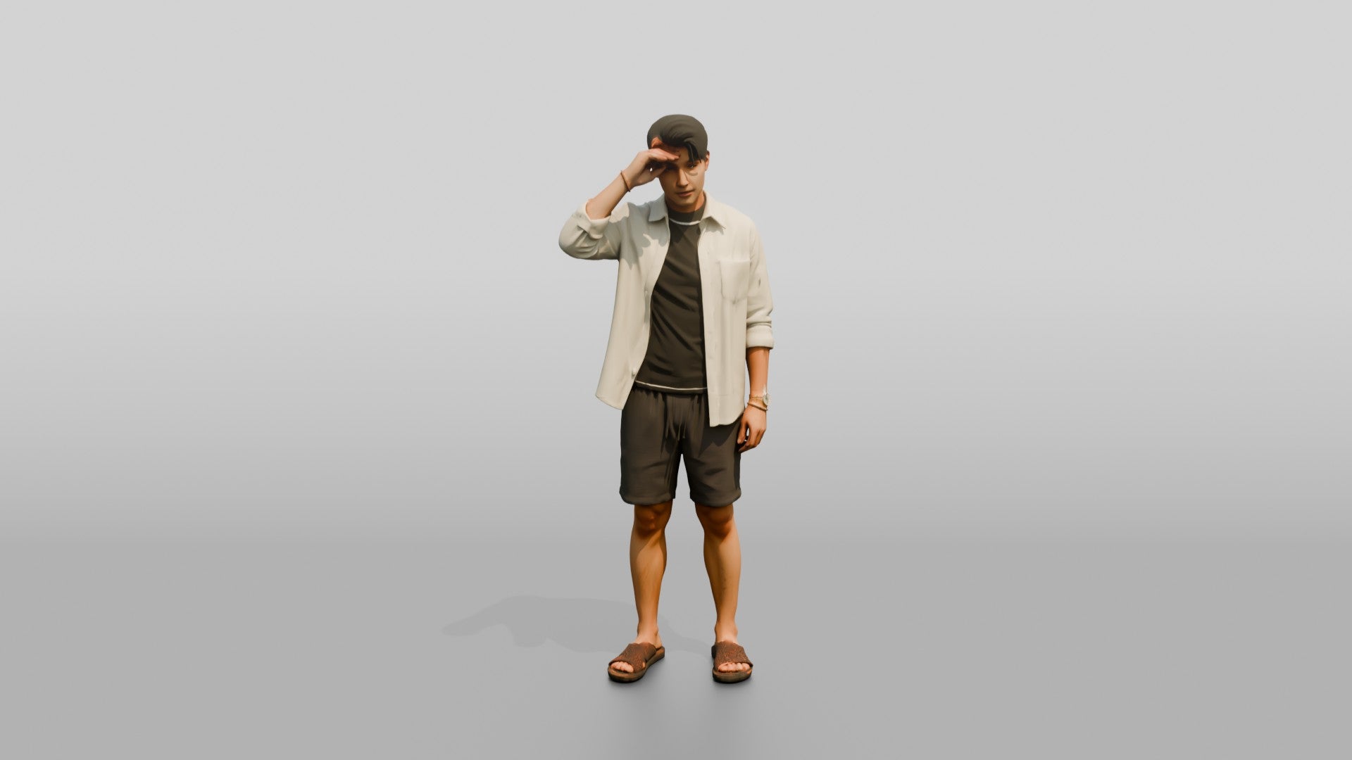 Man Shading Eyes From the Sun