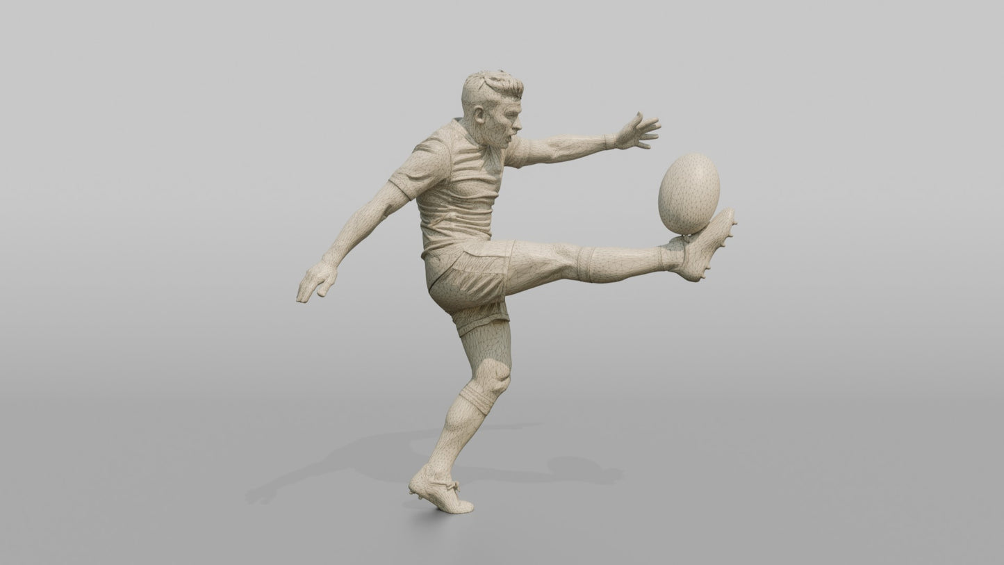 French Fly-Half Executing a Spiral Kick