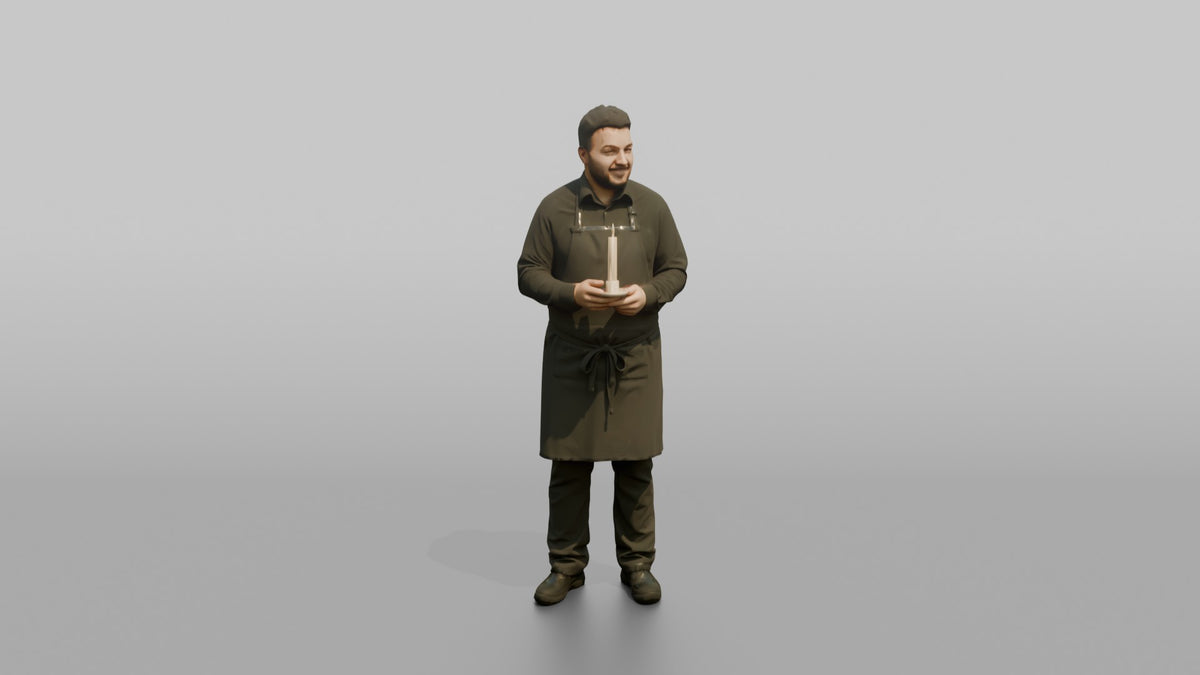 Server Woman Holding A Lit Candle For A Table Setting - 3D character model